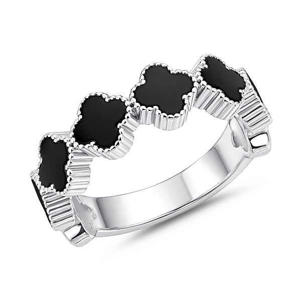 Серебряное кольцо Клевер с эмалью (арт. 7501/8752/6еч) – изображение 1