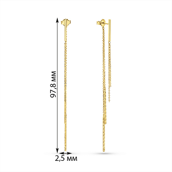 Довгі сережки з жовтого золота (арт. 1092063ж) – зображення 3