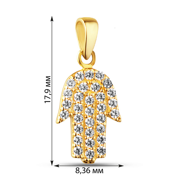 Подвес "Хамса" из желтого золота с россыпью фианитов (арт. 423921ж) – изображение 2