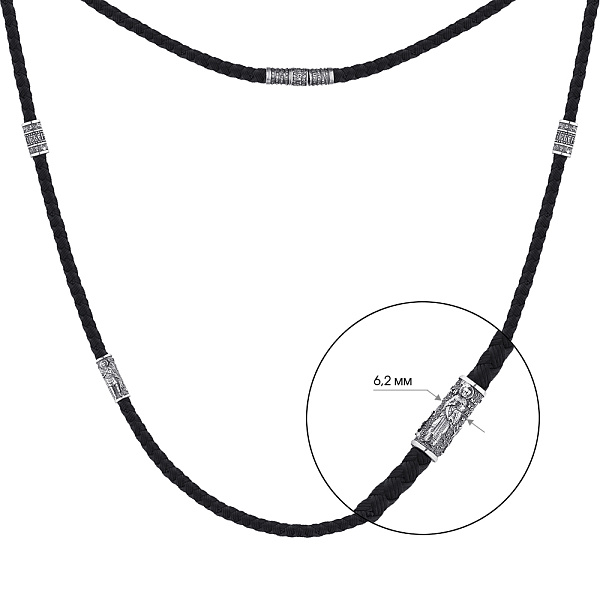 Шовковий шнурок зі срібними вставками (арт. 7307/395/1ш) – зображення 4