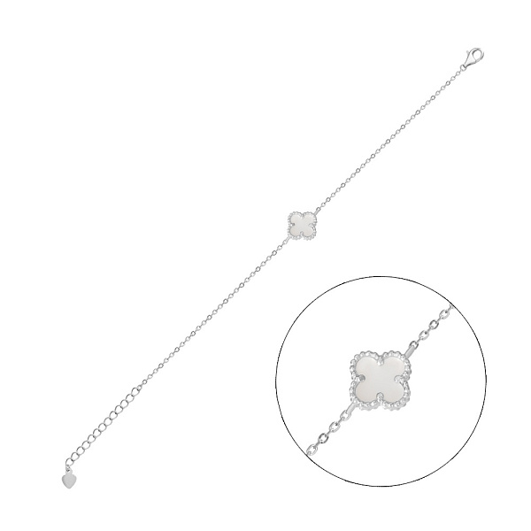 Тонкий серебряный браслет с перламутром (арт. 7509/933/15п) – изображение 1