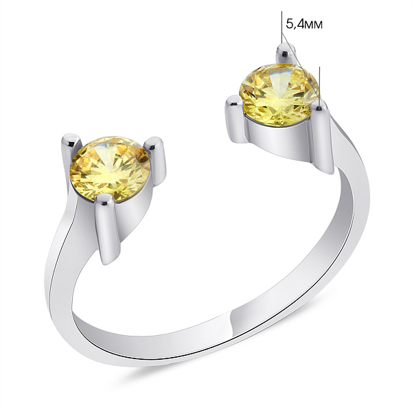 Безрозмірна каблучка срібна з жовтими альпінітами (арт. 7501/5867аж) – зображення 2