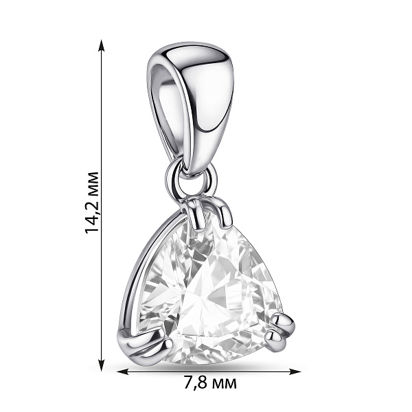 Серебряный кулон с одним фианитом (арт. 7503/1690-6П) – изображение 2