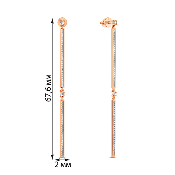 Золотые серьги пусеты с фианитами (арт. 110552) – изображение 2