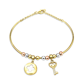 Золотой браслет с перламутром и фианитами (арт. 323094жпП2)