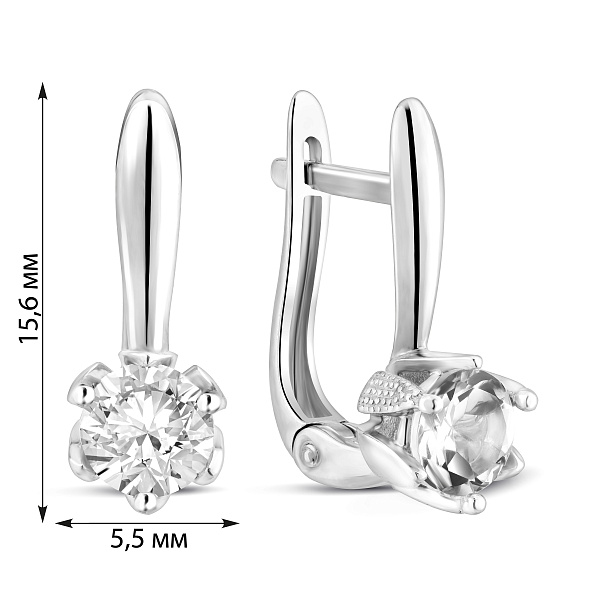 Сережки з білого золота з фіанітами (арт. 112500б) – зображення 2