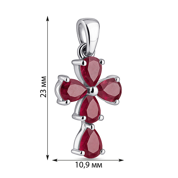 Срібний декоративний хрестик з рубінами (арт. 7503/2139300Р) – зображення 2