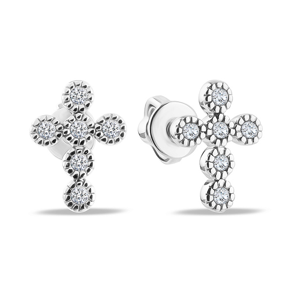 Сережки-пусети з білого золота з діамантами (арт. Т011505005б) – зображення 1