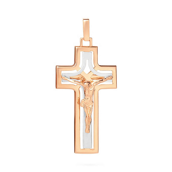 Крестик из комбинированного золота (арт. 501574кбм) – изображение 1