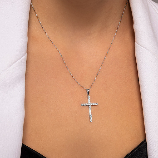 Золоте кольє Хрестик з діамантами (арт. Ц341191050б) – зображення 3