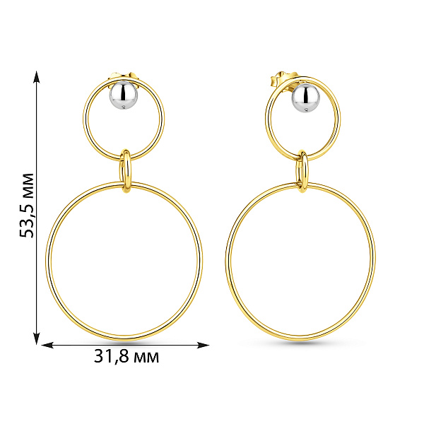 Сережки-пусети з жовтого золота (арт. 107740жб) – зображення 2