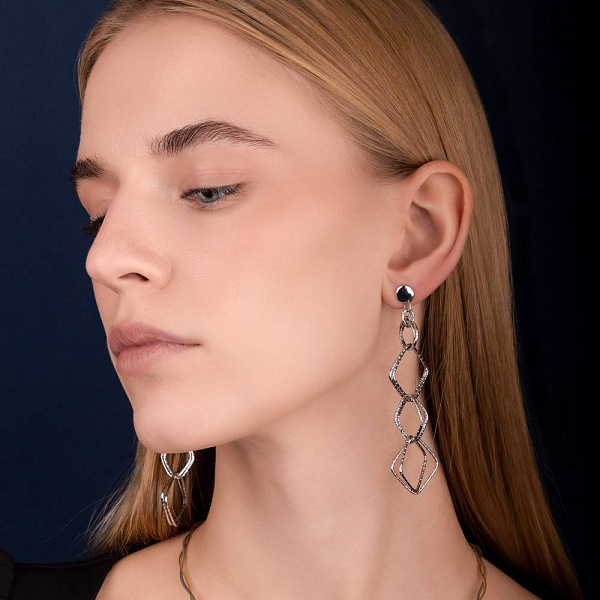 Серьги Francelli из белого золота с подвесками (арт. 1091210б) – изображение 2