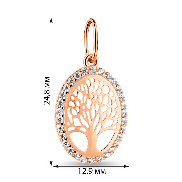 Золотий підвіс з червоного золота з фіанітами (арт. 424807) – зображення 3