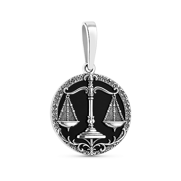 Срібний кулон Терези з оніксом (арт. 7903/2490овс) – зображення 1