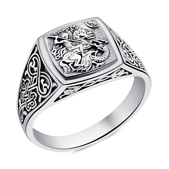 Печатка из серебра с Георгием Победоносцем (арт. 7906/0841.10)