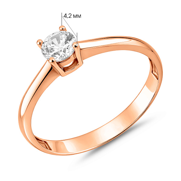 Золота каблучка на заручини з фіанітом (арт. 140569) – зображення 4