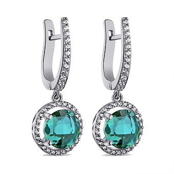 Серебряные серьги с кварцем и фианитами  (арт. 7502/2287Пкз)