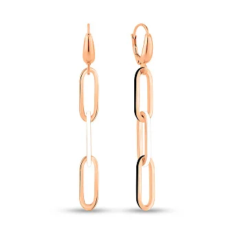 Сережки-підвіски з червоного золота з емаллю (арт. 1091608/2ечб)