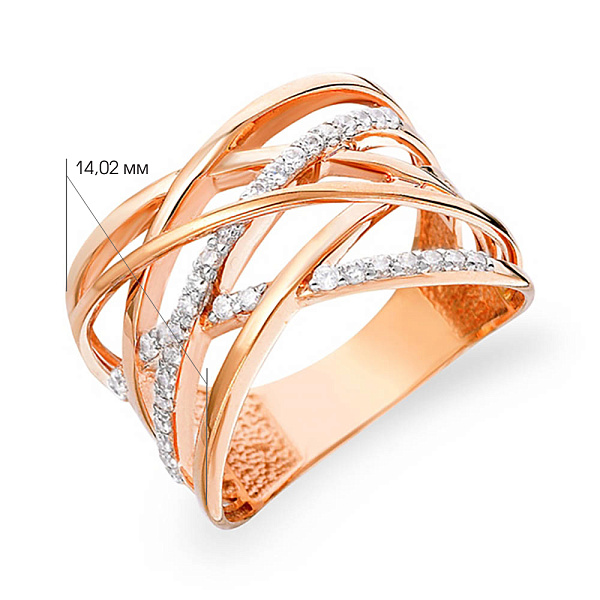 Золотое кольцо Синергия с фианитами (арт. 140520) – изображение 3