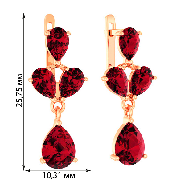 Сережки из красного золота с гранатом (арт. 110676Пк) – изображение 2