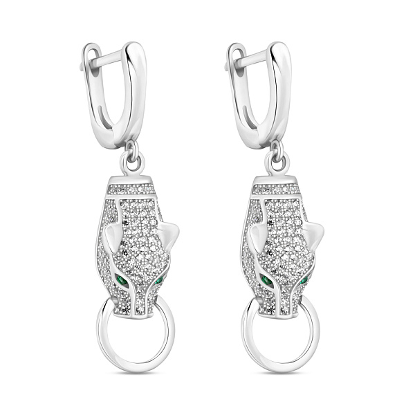 Серьги-подвески из серебра Пантера (арт. 7502/9522аз) – изображение 1