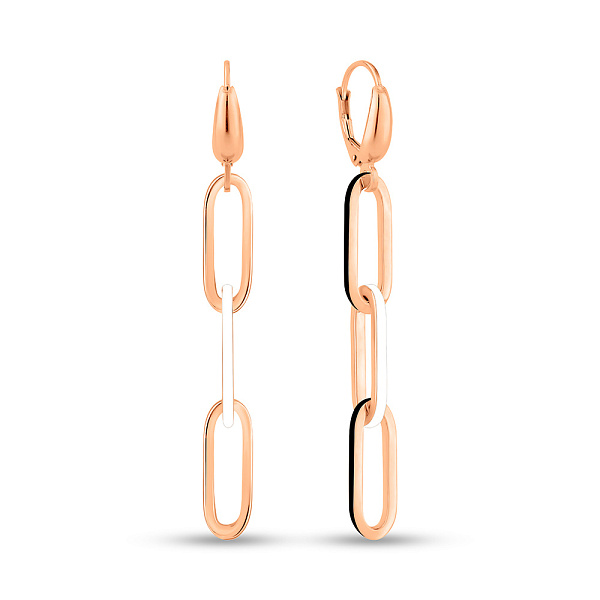 Сережки-подвески из красного золота с эмалью (арт. 1091608/2ечб) – изображение 1