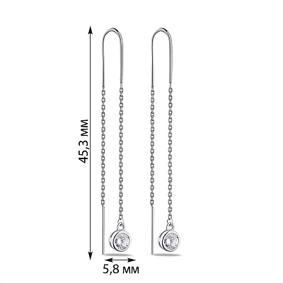 Серебряные серьги-протяжки с фианитом (арт. 7502/С2Ф/4026)