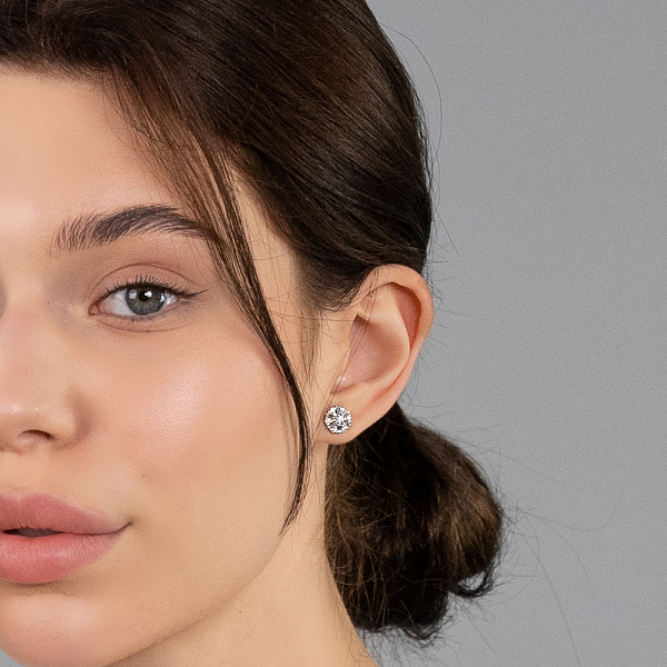 Золотые серьги-пусеты с бриллиантами (арт. Т011555060б) – изображение 2