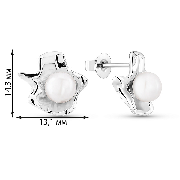 Срібні пусети з перлинами (арт. 7518/2186793жб) – зображення 2
