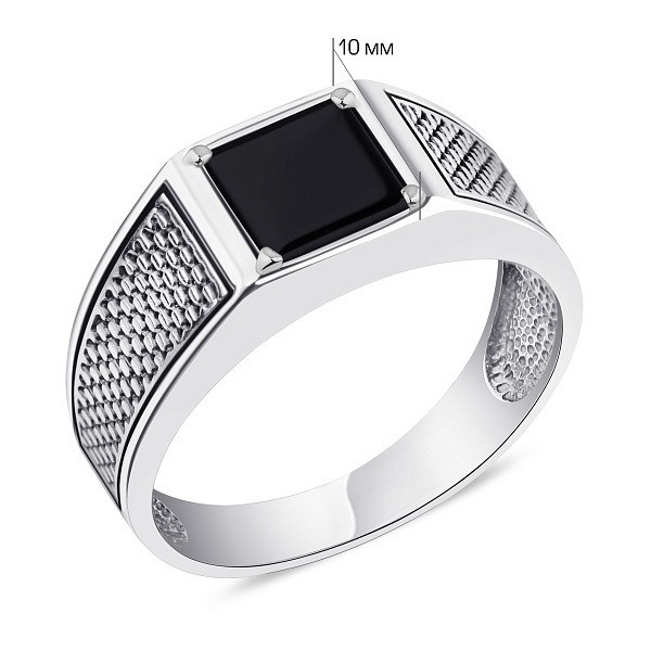 Серебряная печатка с ониксом (арт. 7906/1356чо) – изображение 2