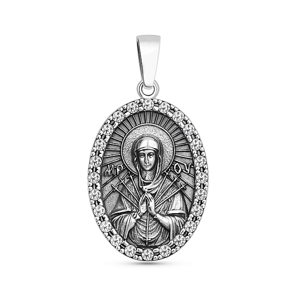 Серебряная ладанка с фианитами Божья Матерь Семистрельная (арт. 7917/1210пю) – изображение 1