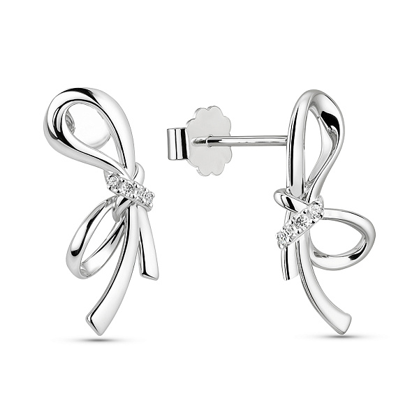 Серебряные серьги Бантики с фианитами (арт. 7518/7211) – изображение 1