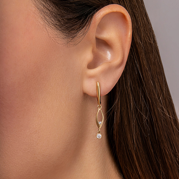 Золоті сережки підвіски з фіанітами (арт. 110578ж) – зображення 2