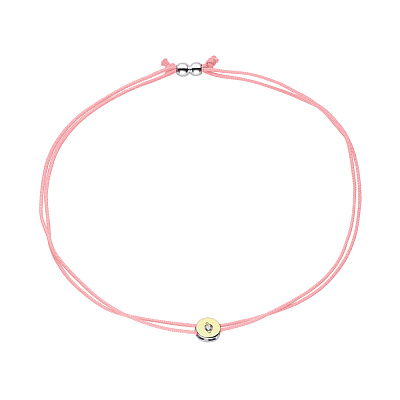 Серебряный браслет с розовой нитью (арт. 7209/429рбрю)