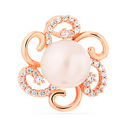 Кулон из красного золота с жемчужиной и фианитами (арт. 422890)