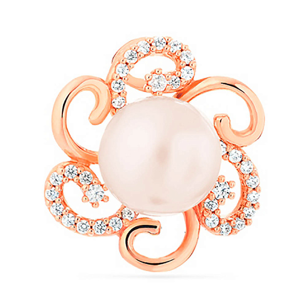 Кулон из красного золота с жемчужиной и фианитами (арт. 422890) – изображение 1