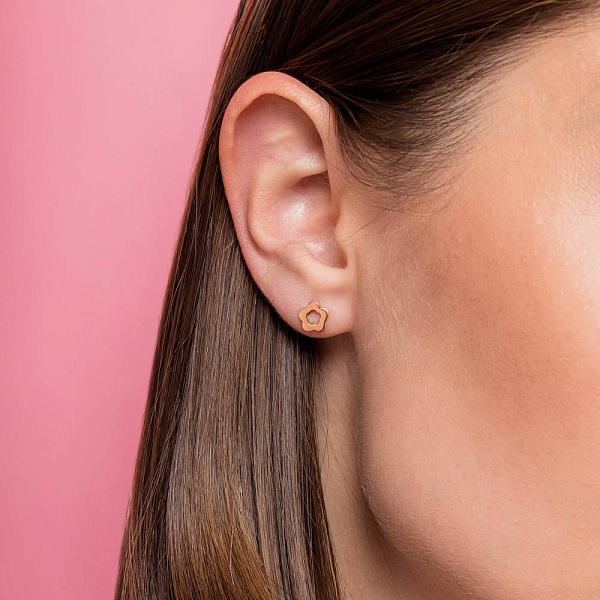 Сережки для дітей «Квіти» з червоного золота (арт. 105225) – зображення 4