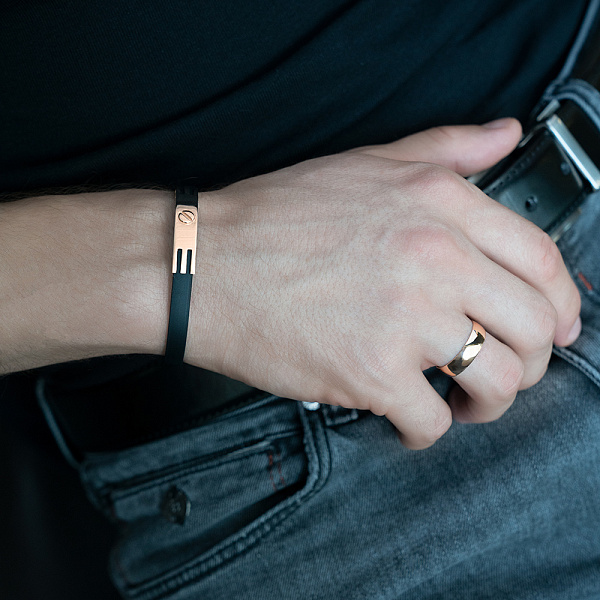 Каучуковий браслет зі вставками з червоного золота (арт. 326285) – зображення 5