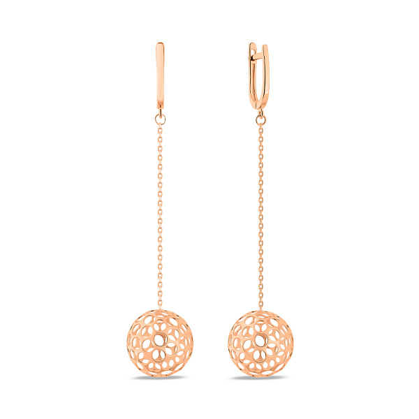Сережки Шарики из красного золота (арт. 1101148) – изображение 1