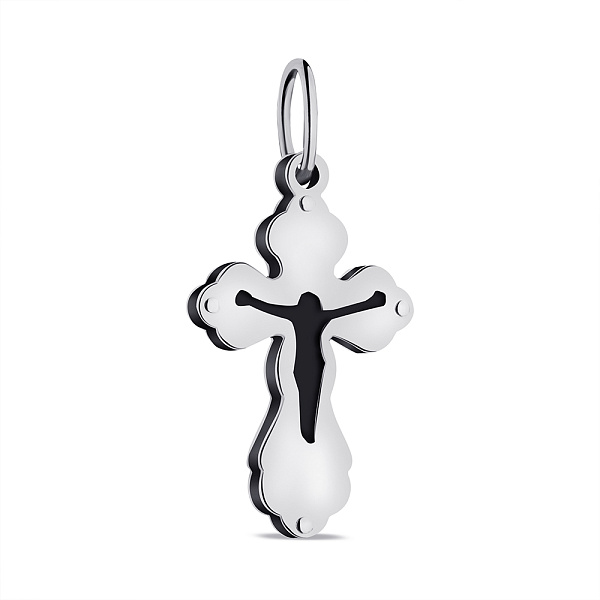 Серебряная подвеска-крестик с ониксом (арт. 7503/4091о) – изображение 1