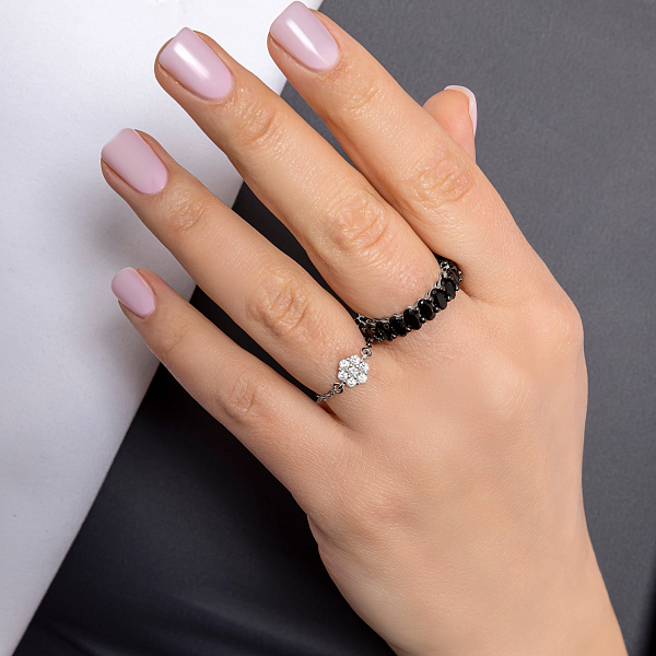 Серебряное кольцо с черными фианитами (арт. 7501/6993бч) – изображение 2