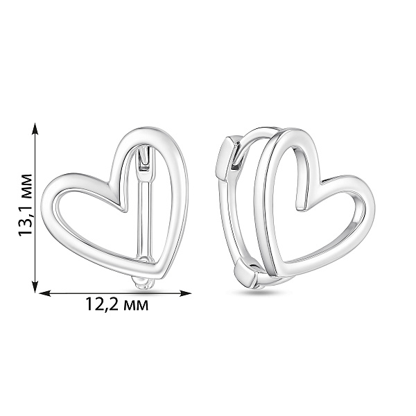 Серебряные серьги-кольца сердечко (арт. 7502/10516/10) – изображение 2