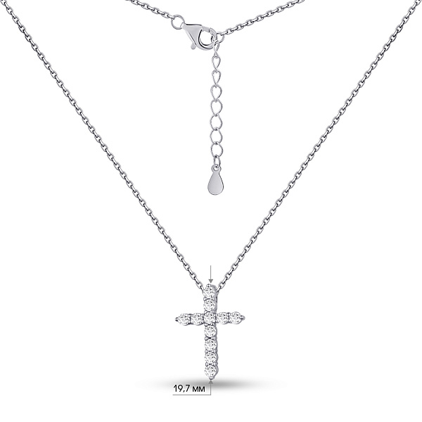 Срібне кольє Хрестик з фіанітами (арт. 7507/1477/2) – зображення 3