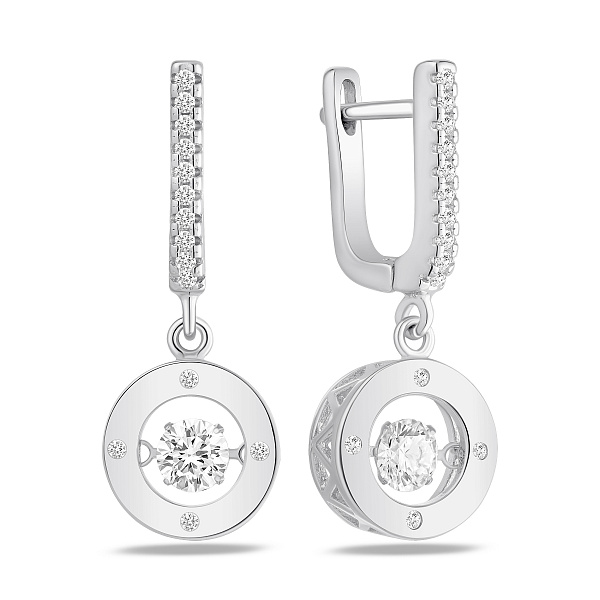 Серебряные серьги с дорожкой из фианитов (арт. 7502/10469) – изображение 1