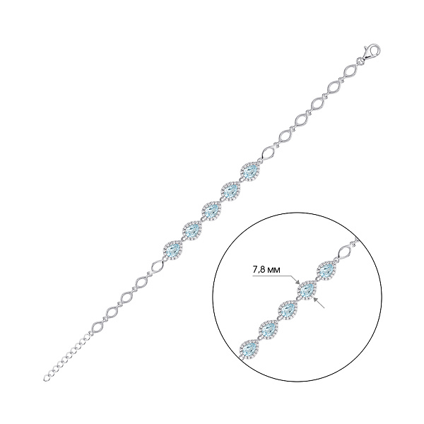 Массивный серебряный браслет с топазами (арт. 7509/2182122Пг) – изображение 2