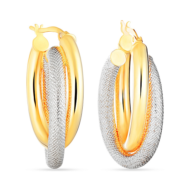 Сережки из желтого и белого золота  (арт. 102054/35жб) – изображение 1