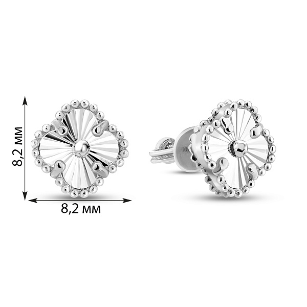 Серьги из белого золота Клевер без камней (арт. 1091721/9ба) – изображение 2
