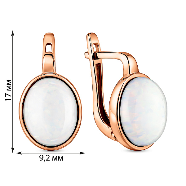 Серьги золотые с белым опалом (арт. 111146ПоГ) – изображение 2