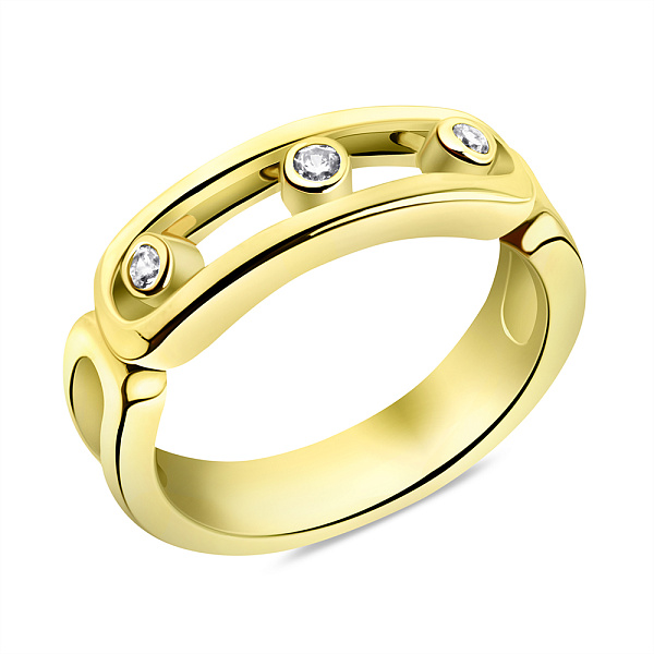 Серебряное кольцо с желтым родированием и фианитами (арт. 7501/3737ж) – изображение 1