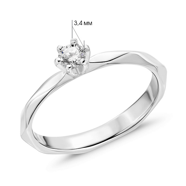 Кольцо из белого золота с бриллиантом (арт. 1107151202) – изображение 2